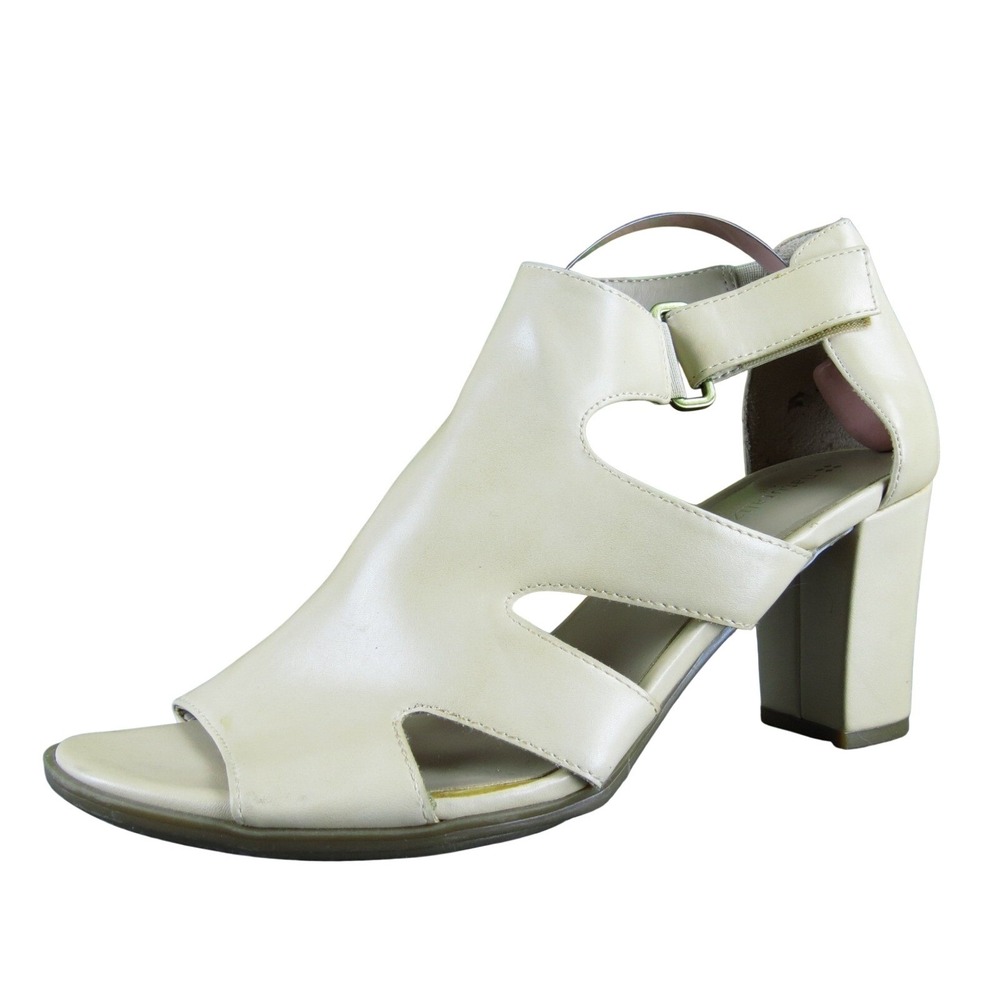 Naturalizer Lexie Women 9 Beige Synthetic Cutout Peep Toe Block Heel Sandals